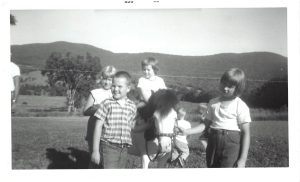 Robinson children and their pony in east Warren, 1960 - 1970.