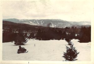 Snowmobiling in east Warren, 1970s.